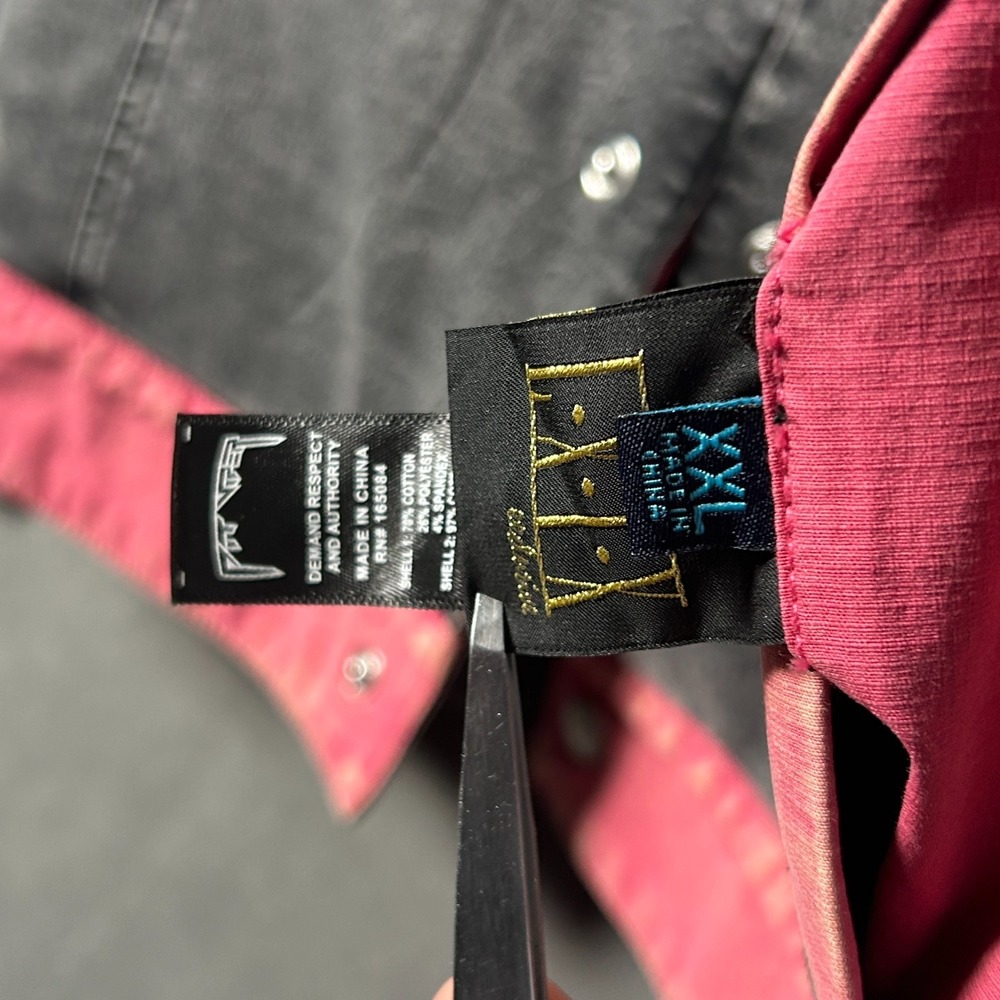 Pit Viper Reversible Denim Trucker Jacket Mens 2XL Black Red Acid Wash Button - Picture 7 of 8